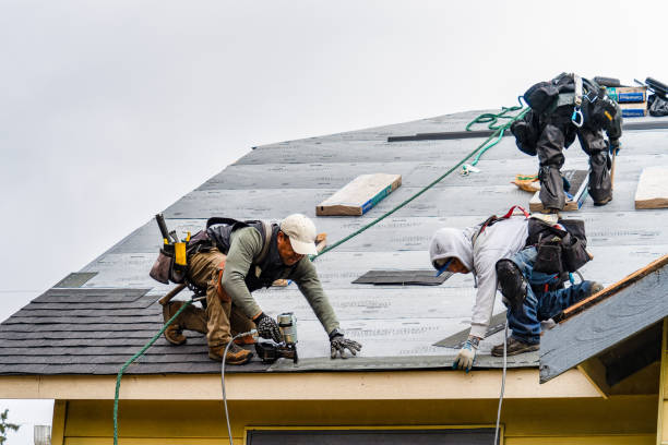 Professional Gutter Installation technician working in West Baldwin, ME